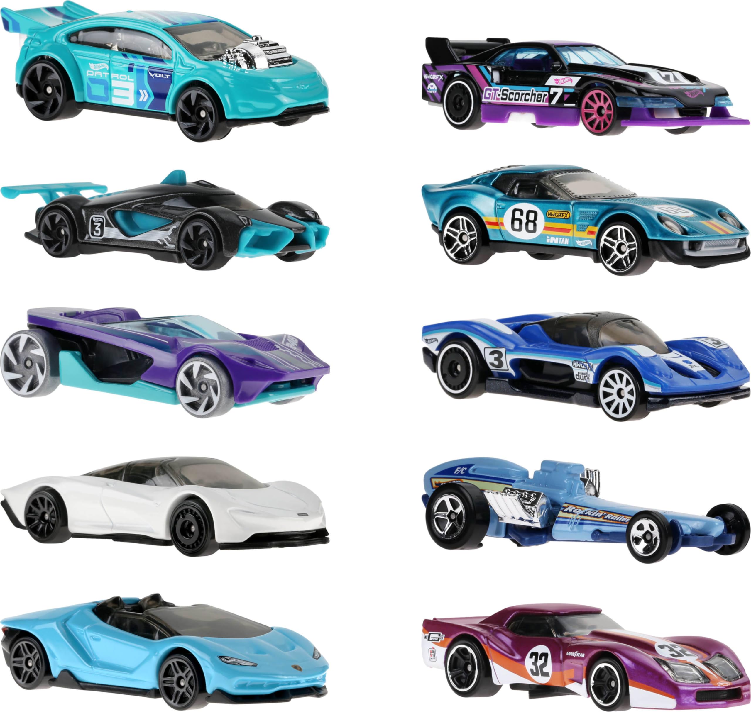 WR BLUE Hot Wheels Classics 10台セット Hot Wheels 10-Pack of Toy Race Cars, Includes 1:64 Scale Corvette